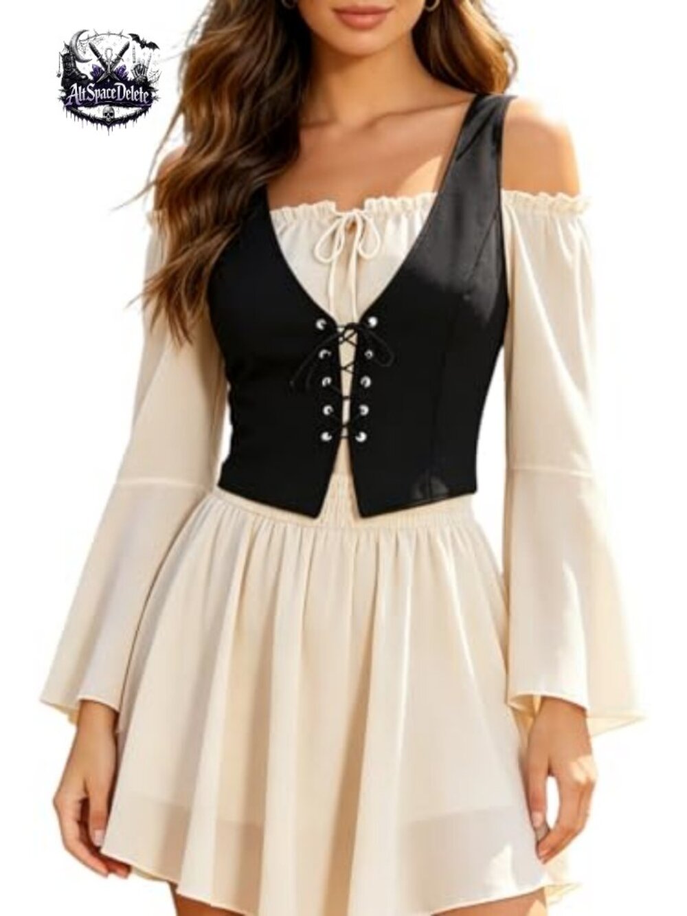 Lace Up Corset Vest Renaissance Gothic Costume Top for Women